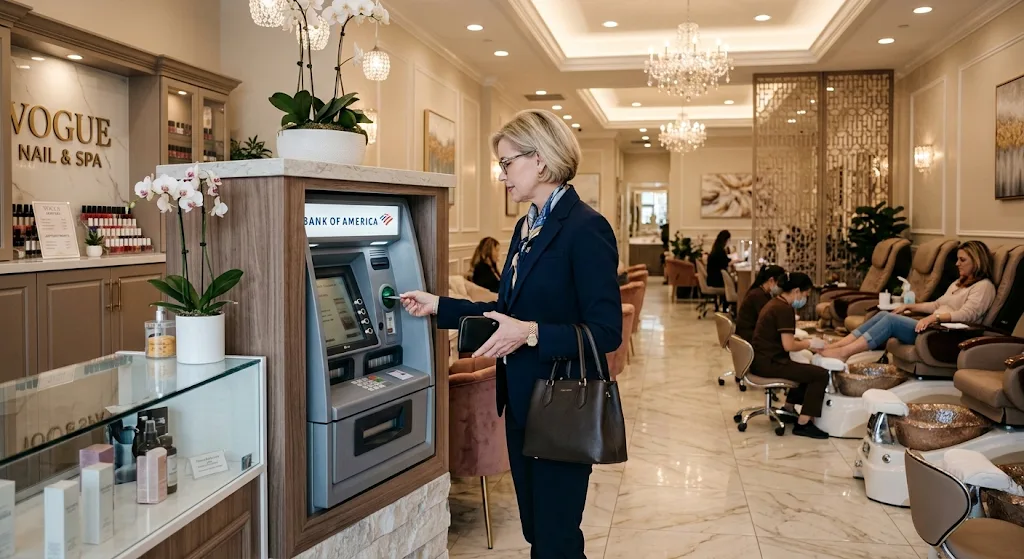 In-store ATM providing cash access in a nail salon