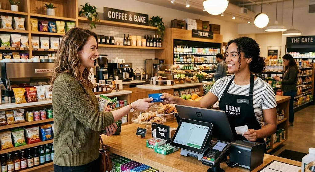 Business owner at their counter
